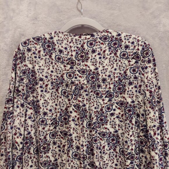 Daniel Rain Blouse womens 1x Peasant roll tab floral tie tassels silver buttons - Picture 13 of 15